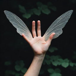 An enhanced version of the male fairy hand, now grained with more dirt and exhibiting an ethereal glow, emphasizing its magical and earthly connection.