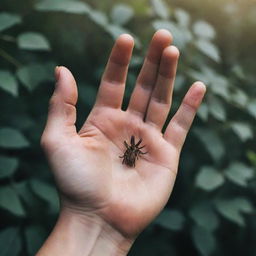 The male fairy hand with even dirtier fingertips, lending an organic feel. The picture is visually refined with a moody, darker filter, highlighting the gritty, earthy essence.