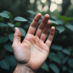 The male fairy hand with even dirtier fingertips, lending an organic feel. The picture is visually refined with a moody, darker filter, highlighting the gritty, earthy essence.