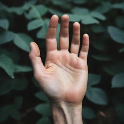 The male fairy hand with even dirtier fingertips, lending an organic feel. The picture is visually refined with a moody, darker filter, highlighting the gritty, earthy essence.