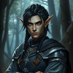 A Dark Elf Dungeons & Dragons character named Michael, aged 157 years, standing at 1