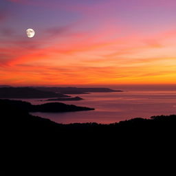 A breathtaking view of a Whangarei sunset, with vibrant hues of orange, pink, and purple painting the sky