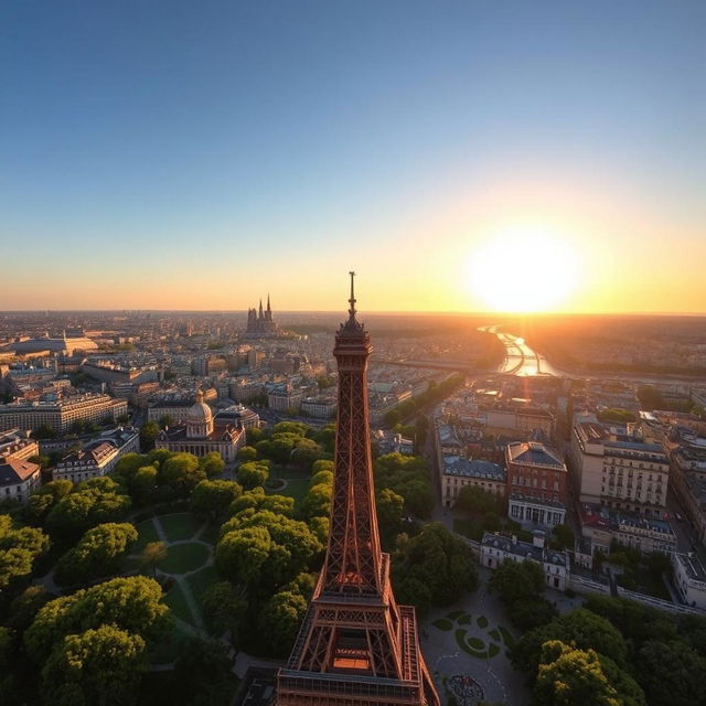 A stunning view from the top of the Eiffel Tower, overlooking the cityscape of Paris