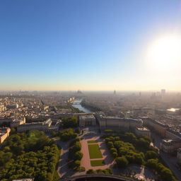 A stunning view from the top of the Eiffel Tower, overlooking the cityscape of Paris