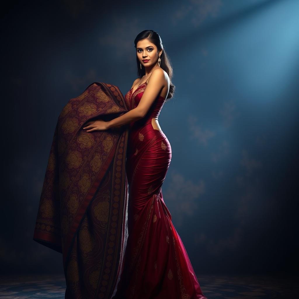 A captivating transformation of a Mekhela Chadar into a seductive, sexy gown