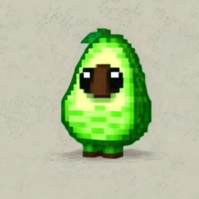 A profile picture merging Minecraft elements with an avocado theme. Include visuals such as a Minecraft avatar shaped like an avocado or an avocado designed in pixel art.