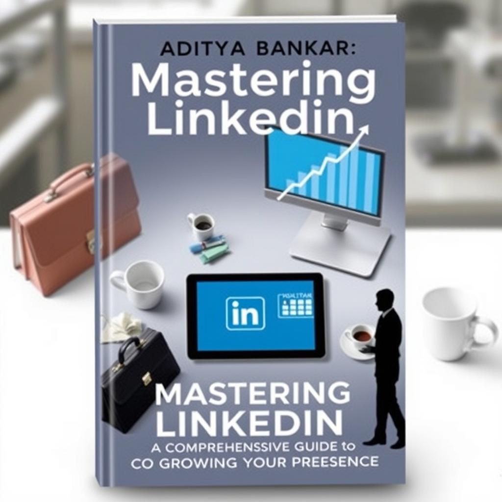 A professional book cover design for the author Aditya Bankar's new book titled "Mastering LinkedIn: A Comprehensive Guide to Growing Your Presence