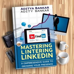 A professional book cover design for the author Aditya Bankar's new book titled "Mastering LinkedIn: A Comprehensive Guide to Growing Your Presence