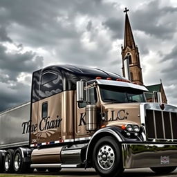 a powerful semi-truck with the words 'The Chiar King LLC' emblazoned on its side, situated prominently in the foreground