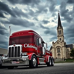 a powerful semi-truck with the words 'The Chiar King LLC' emblazoned on its side, situated prominently in the foreground