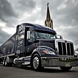 a powerful semi-truck with the words 'The Chiar King LLC' emblazoned on its side, situated prominently in the foreground