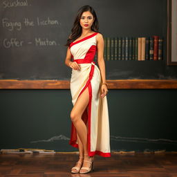 A stunning Thai teacher exuding elegance and confidence