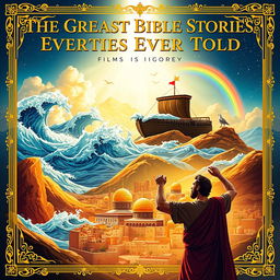 A beautifully illustrated movie poster for 'The Greatest Bible Stories Ever Told Films Primer'