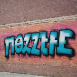 The word 'Naztee' artfully spray-painted in vibrant colors on a gritty urban brick wall.