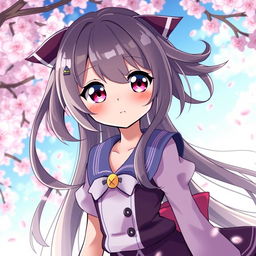 A captivating anime girl with flowing hair and big expressive eyes, wearing a stylish and colorful outfit