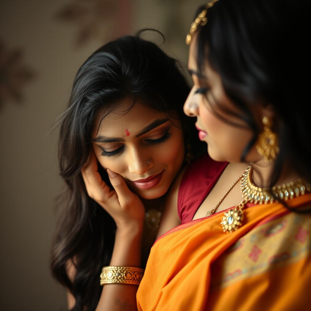 beautiful Indian woman engaging in an intimate and passionate scene