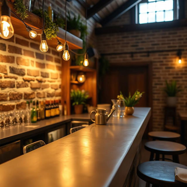 A close-up view emphasizing the detailed lighting of a bar in a quincho