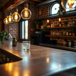 A close-up view emphasizing the detailed lighting of a bar in a quincho