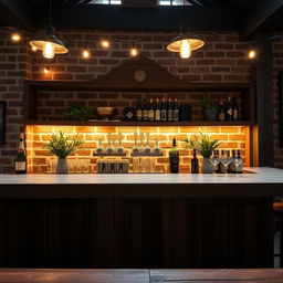 A close-up view emphasizing the detailed lighting of a bar in a quincho