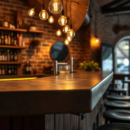 A close-up view emphasizing the detailed lighting of a bar in a quincho