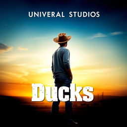 A Universal Studios movie poster titled "Ducks" features a young man standing with his back turned to the viewer