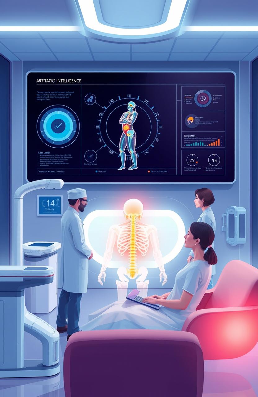 An illustration depicting the revolutionary role of artificial intelligence in treating sciatica