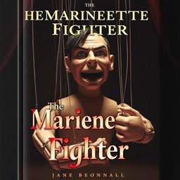 A captivating and emotional book cover for "The Marionette Fighter" featuring a male puppet in a lifelike form