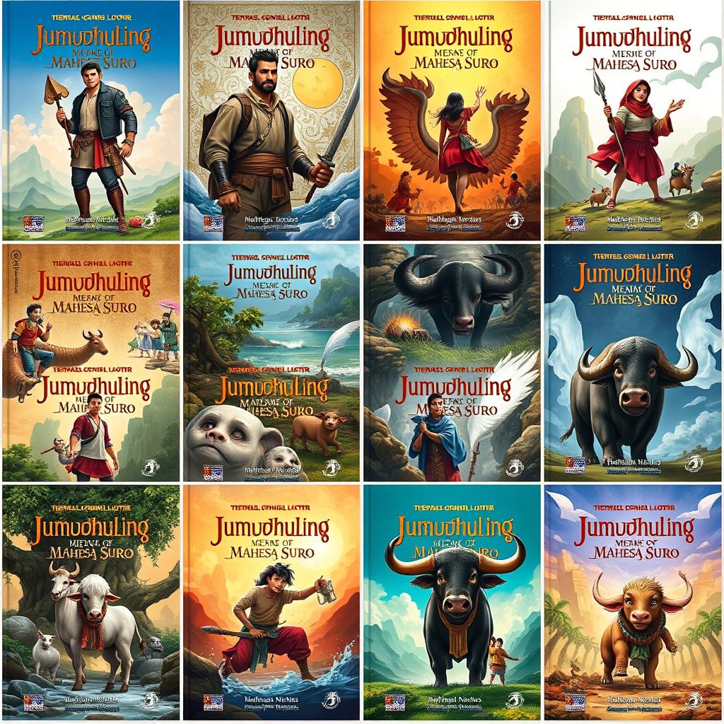 A series of 10 imaginative and diverse book covers for the story titled "Jumudhuling Mahesa Suro