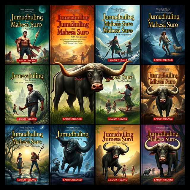 A series of 10 imaginative and diverse book covers for the story titled "Jumudhuling Mahesa Suro