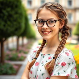 An innocent-looking German university student, portraying a blend of youthful charm and academic focus