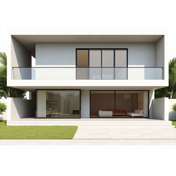 Design of a minimalist single-story house facade, 30 feet in width and 9 feet in height