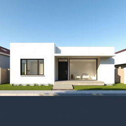 Design of a minimalist single-story house facade, 30 feet in width and 9 feet in height