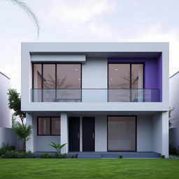 Design of a minimalist single-story house facade, 30 feet in width and 9 feet in height