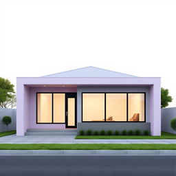 Design of a minimalist single-story house facade, 30 feet in width and 9 feet in height