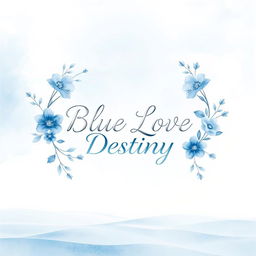 An enchanting book cover for 'Blue Love Destiny' featuring a serene pastel blue theme