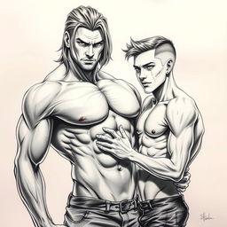 Realistic drawing of two men