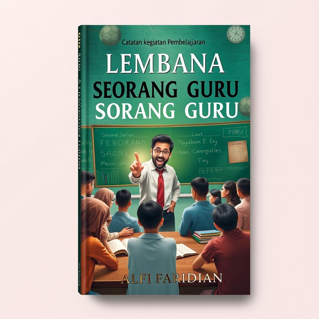 A captivating book cover design for 'Lembana Seorang Guru: Catatan kegiatan Pembelajaran' by Alfi Faridian