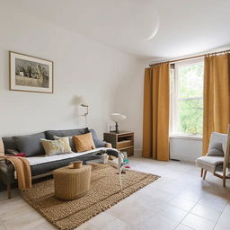 A serene, homely living room connected to two bedrooms and a quiet, well-organized study room.