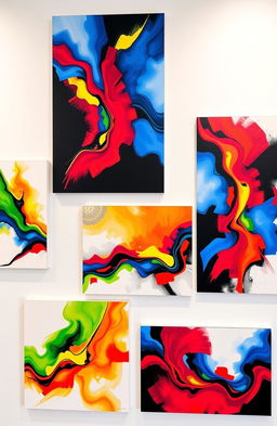 A minimalist artist collection showcasing the intricate play of vibrant, energetic colors