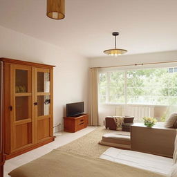 A serene, homely living room connected to two bedrooms and a quiet, well-organized study room.