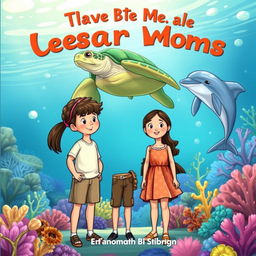 A vibrant and colorful book cover illustration depicting a boy and a girl standing side by side with their mothers, who are biologists