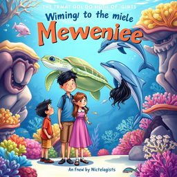 A vibrant and colorful book cover illustration depicting a boy and a girl standing side by side with their mothers, who are biologists