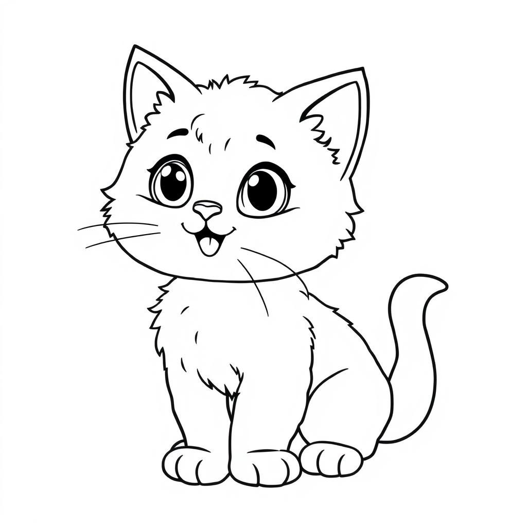 An adorable cat outline drawing designed specifically for coloring