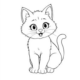 An adorable cat outline drawing designed specifically for coloring