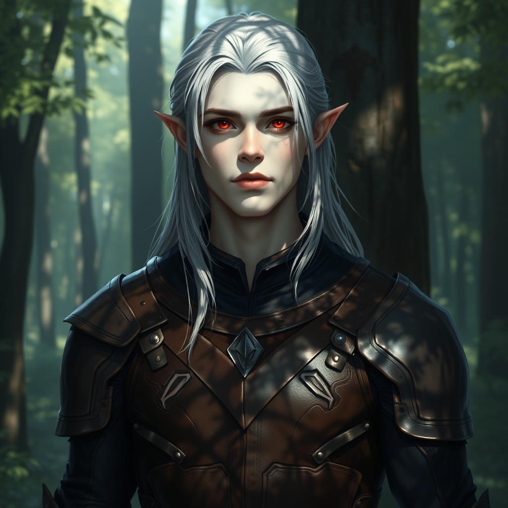 A 22-year-old male half-elf, standing at 1