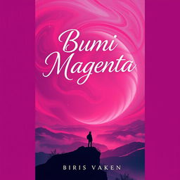 Aesthetic and unique book cover for a novel titled 'Bumi Magenta'