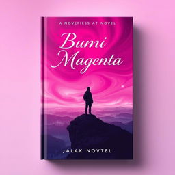 Aesthetic and unique book cover for a novel titled 'Bumi Magenta'