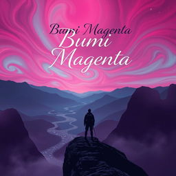 Aesthetic and unique book cover for a novel titled 'Bumi Magenta'