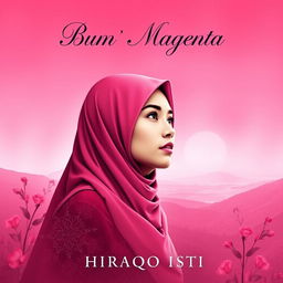 Aesthetic and unique novel cover featuring a main character who is a woman wearing a hijab, symbolizing mystery and elegance