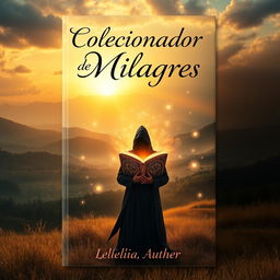 A captivating book cover design for a novel titled "Colecionador de Milagres"